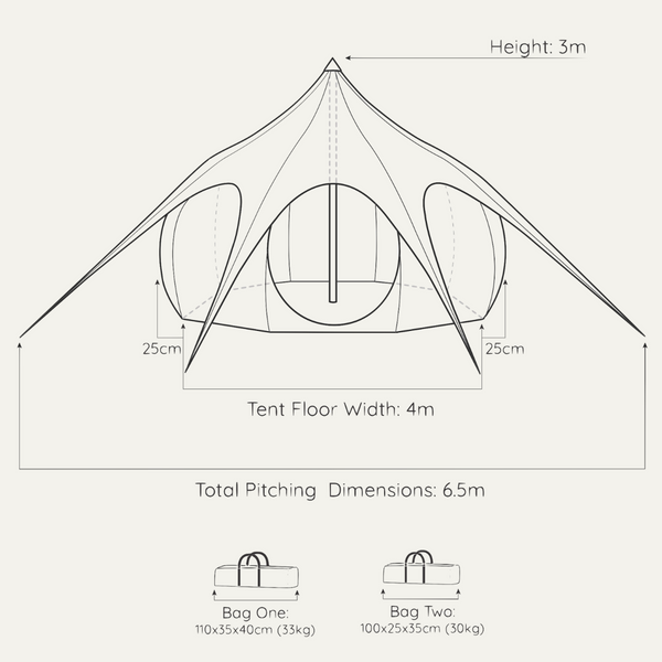 4m Hybrid Deluxe - 2 person luxury canvas bell tent - Lotus Belle UK