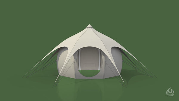 Animation of a 3m Lotus Belle Tent